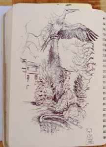 2024 - V areálu Lázní Bohdaneč, pero, 20 x 15 cm